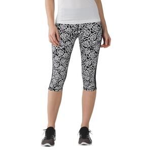 Lululemon Black Real Quick Crop Posey White Full On Luxtreme Leggings